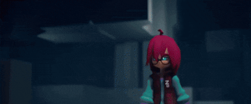 a girl with pink hair is hugging another girl