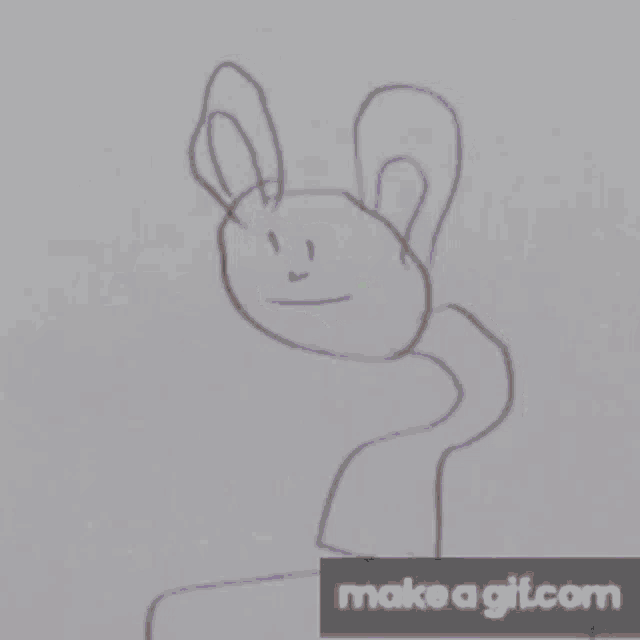 a black and white drawing of a rabbit with red eyes is on a make a gif.com page
