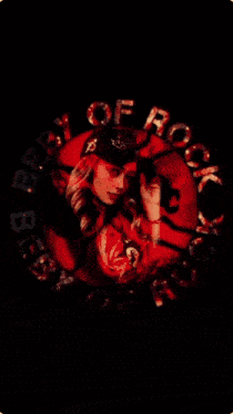 a black background with a red circle with the word rock on it