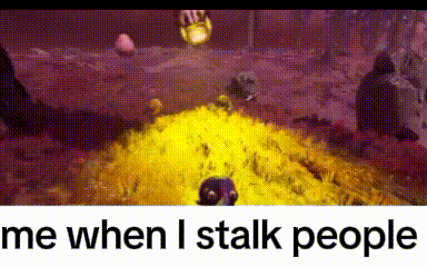 a picture of a cartoon scene with the words `` me when i stalk people '' above it .