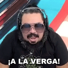 a man wearing headphones and sunglasses says " a la verga "