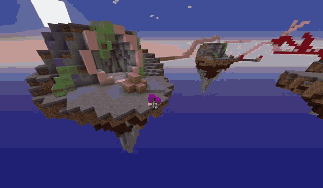a person in a pink shirt is standing on a pink block in a game called minecraft