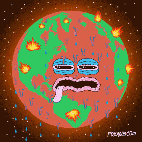 a cartoon drawing of a planet with a face on it