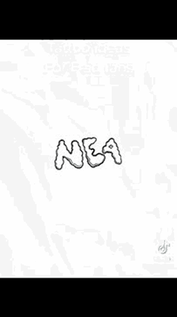 a white background with the word mea written in a bubble .