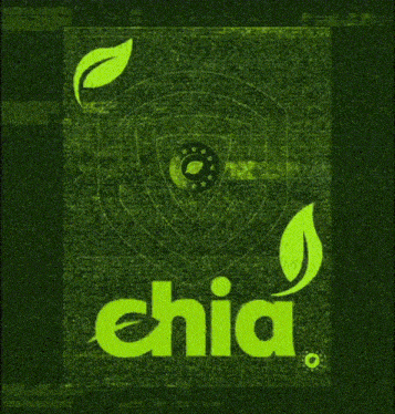 a green sign with the word chia and leaves