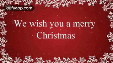 a red background with white snowflakes on it and the words we wish you a merry christmas