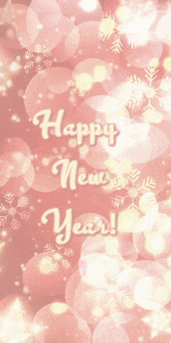 a pink fireworks display with snowflakes and bubbles in the background