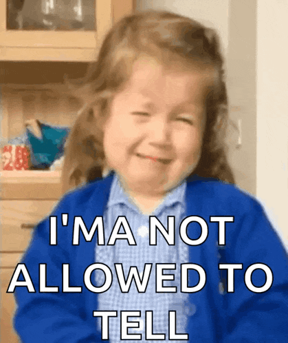 a little girl is crying with the words i 'm not allowed to tell