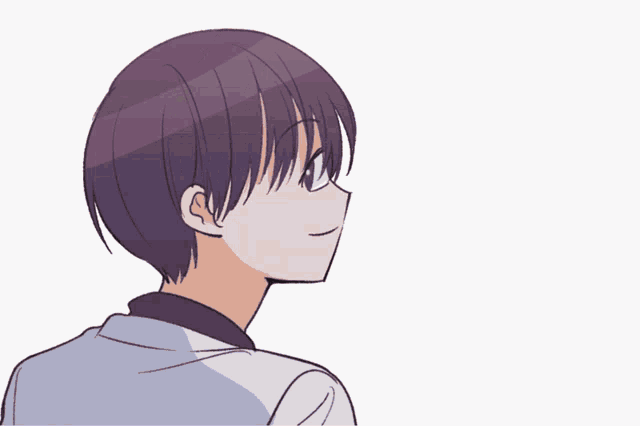 a drawing of a man with a collar that has a purple stripe on it