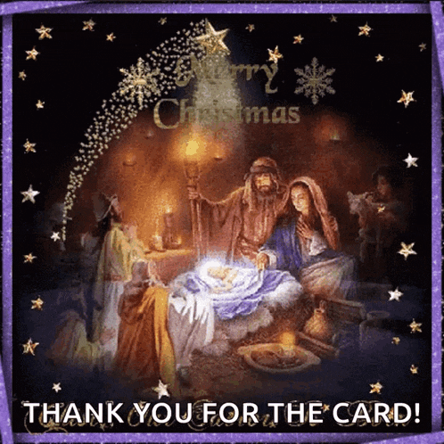 a christmas card that says thank you for the card on it