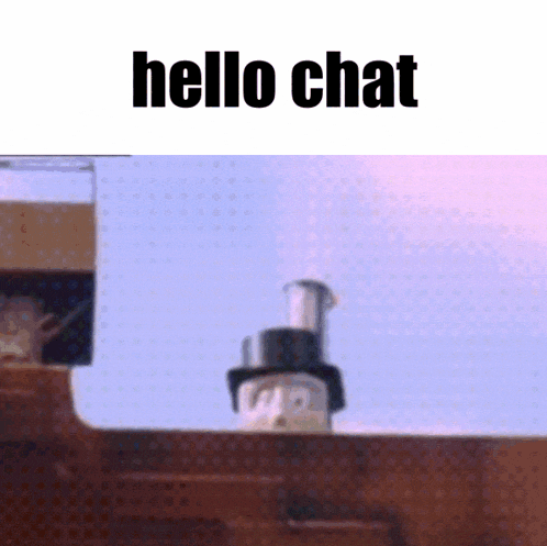 a picture of a soap dispenser that says hello chat on it