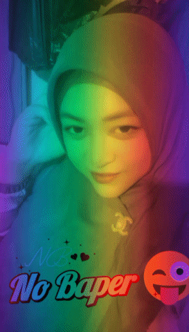 a girl wearing a hijab with the words no baper written below her