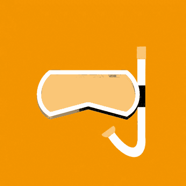 a cartoon illustration of a goggles and snorkel on an orange background