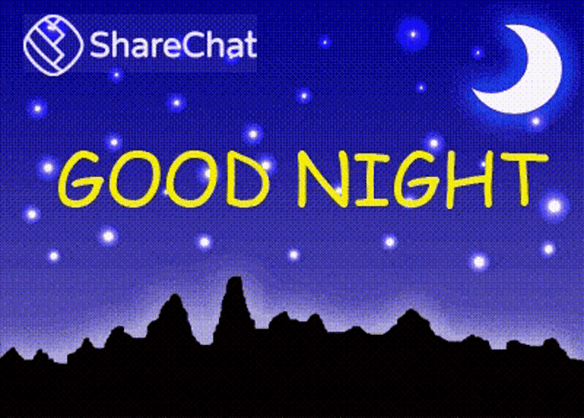 a poster that says good night with a crescent moon in the background