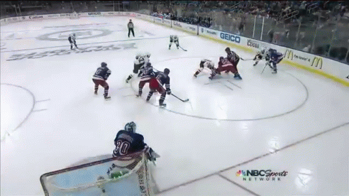 Jack Hillen Beas Lundqvist Right Off The Faceoff To Tie The Game GIF - Ice Hockey Nhl GIFs