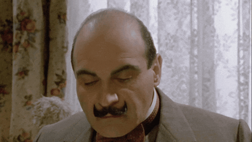a bald man with a mustache and a bow tie