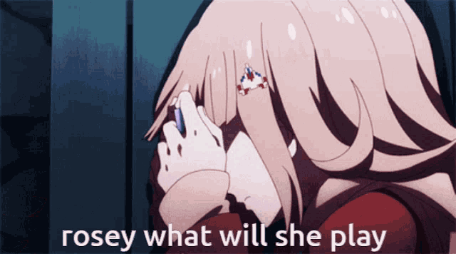 a picture of a girl with the words rosey what will she play above her