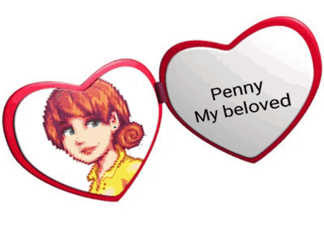 two heart shaped mirrors with penny my beloved written on them