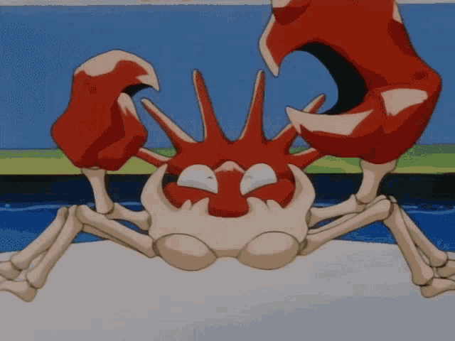 a cartoon of a crab with a skeleton body
