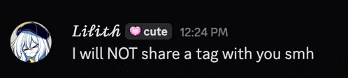 a screenshot of a conversation between lilith and someone named cute