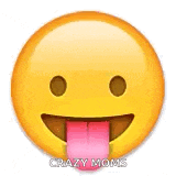 a smiley face with a pink tongue sticking out of it .
