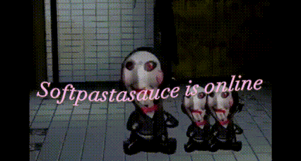 a sign that says softpastasauce is online in pink