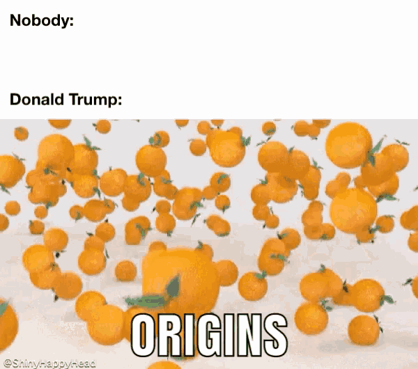 a bunch of oranges are floating in the air with the words origins below them