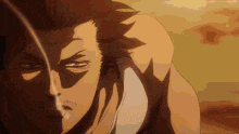 a close up of a man 's face in a cartoon with a shadow on his face .
