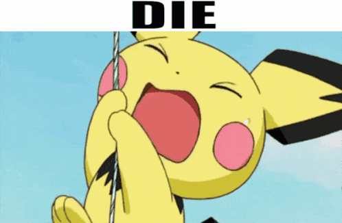 a picture of a cartoon character with the word die below it