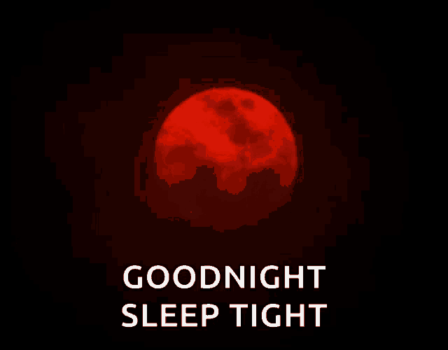 a poster that says goodnight sleep tight with a red moon