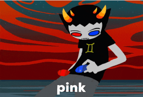 a cartoon character with horns and a shirt that says pink on it