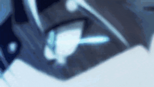 a close up of a person 's face with a sword in the background .