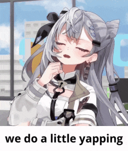 a picture of a girl with gray hair and the words we do a little yapping