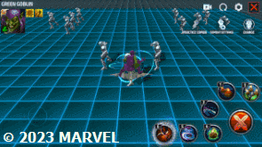 a green goblin with a purple cape is in a video game