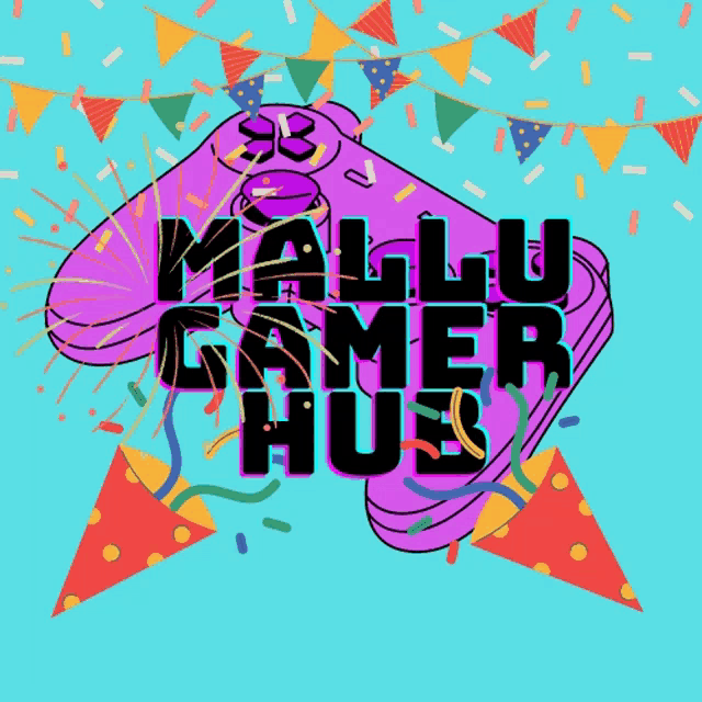 a logo for mallu gamer hub with a purple controller