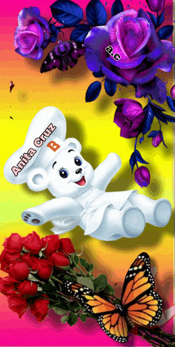 a picture of a teddy bear with anita cruz on it