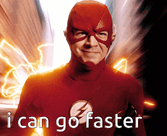 a picture of a man in a flash suit with the words i can go faster below him