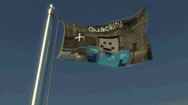 a flag with quackity written on it