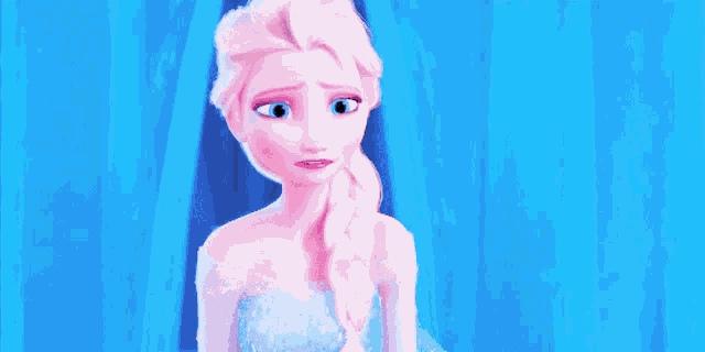 a close up of a cartoon character with a blue background