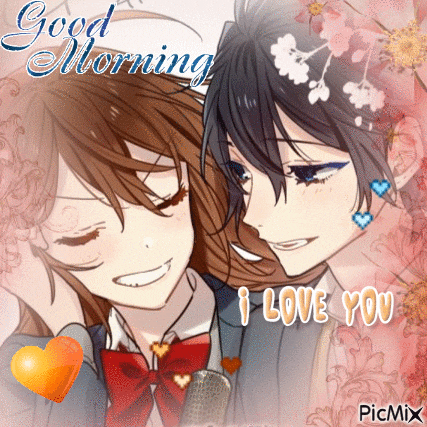 a picture of a boy and a girl with the words good morning i love you on it