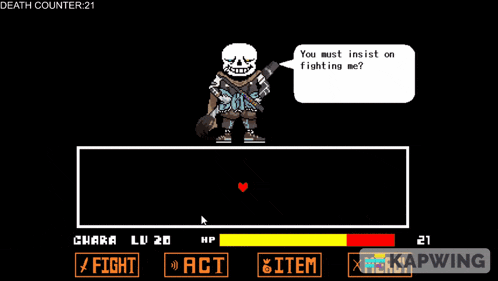 a screenshot of a game called death counter 21 with two skeletons standing next to each other