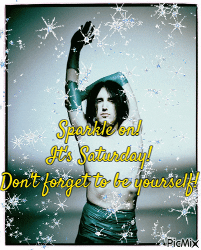 a picture of a shirtless man with the words " sparkle on it 's saturday "