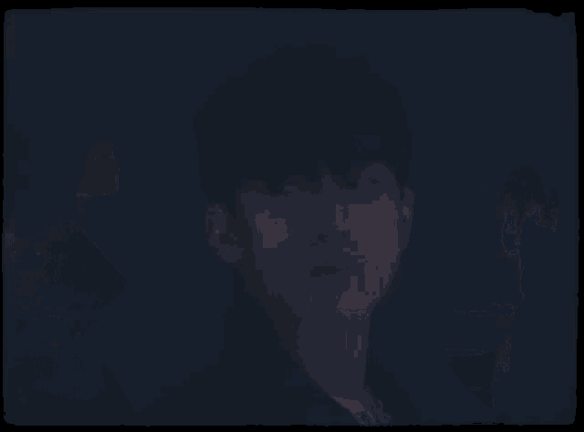 a blurred image of a person 's face with a few white lines in the middle