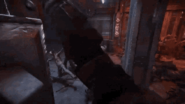 a man with a skull on his head is surrounded by dead people in a video game