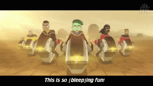 a group of people riding motorcycles with the words this is so bleeping fun written below them