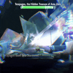 a screenshot of a video game with the words " terapagos the hidden treasure of area zero "