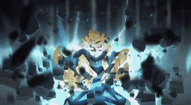 a cartoon character with a lightning bolt coming out of his chest