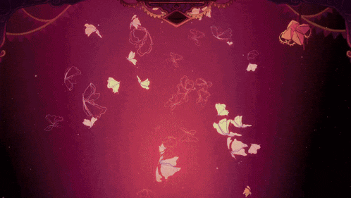a bunch of butterflies are flying in the air on a red background