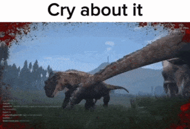 a screenshot of a video game with the words cry about it above it