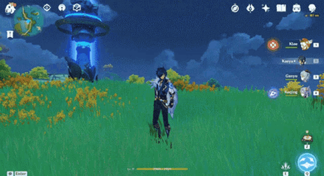 a screenshot of a video game shows a character with a sword in the air